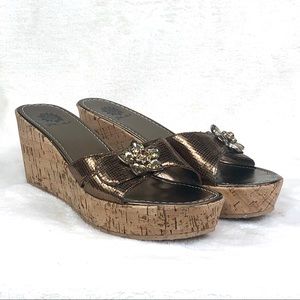 Yellowbox Wedge Sandals Copper Sparkle Espadrille